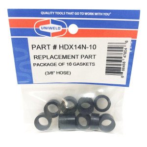 Uniweld HDX14N-10 Hose Gasket Kit, 10 ea, 3/8 in