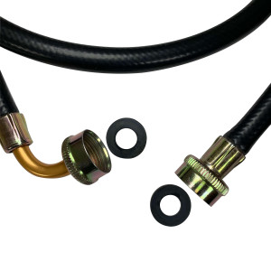 Appli Parts APIH-5934E Manguera 1.5 m Entrada de Agua Lavadora con 2 Sellos o Gomas, rosca de 3/4 pulg, conexiones Recta y codo de 90 grados