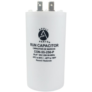 Appli Parts Condensador Capacitor de Marcha 55 Mfd uF (microfaradios) 250VAC CBB60 Cuerpo plastico para bombas de agua y otras aplicaciones Redondo UL E476928 10.8 cm Alto 5 cm Ancho CON-55-250-P