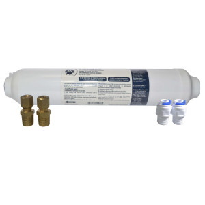 Appli Parts APWF-100K In Line Water Filter 1/4 in Connection 1/2in Wide 10-1/2in Long Includes Plastic Connections APWF-100PC and Brass Connections APWF-100BC