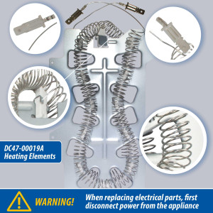 Appli Parts Heating Element Kit DC47-00019AKAP  Includes: DC47-00019A Heater, DC47-00018A Thermostat, DC96-00887A Fuse, DC47-00016A Fuse