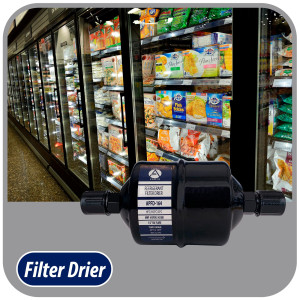 Appli Parts APFD-164 1/2 in Liquid Line Refrigerant AC Filter Drier hvac Refrigeration 164 SAE Flare connection universal unidirectional 7in long 3in wide