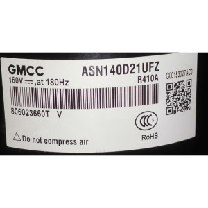 GMCC Compressor DC Rotary Inverter ASN140D21UFZ RoHS R-410a 11103020003099 Fits: 38MHRBQ18AA3, DLCERAH18AAK, EDHM18C19B, INVERTER18CRFN1W, INVERTER18CRSL1, INVERTER18CRWH1, PIA18265B