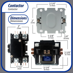 Contactor 1 Polo con Puente de 40 AMP 24 V bobina de repuesto para compresores de CA y aplicaciones electricas UL E476929 Appli Parts modelo APAC-1S4024