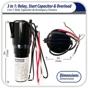 Appli Parts APTO-810 1/12 to 1/5 Hp, 115 V, 3 in 1 Solid State Hard Start Relay, Capacitor and Overload for compressors, replaces RCO-810