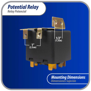 Appli Parts APPR-064 Relay Potencial 064, Voltaje de Bobina 395 V, Recogida Minima 260 V, Recogida Maxima 275 V, Caida Maxima 120 V, 50/60Hz Remplazo universal para refrigeracion y aire acondicionado