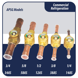 Appli Parts APSG-38AS Visor de Liquido 3/8 pulg Indicador de Humedad con conexiones Soldable con cuerpo solido para Sistemas de Refrigeracion y Aire Acondicionado