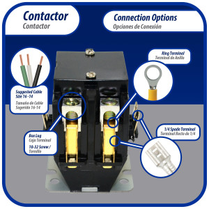 Appli Parts APAC-230240 Contactor 2 Polos 30A 240V Bobina Repuesto para Compresores de CA y Aplicaciones Electricas Certificacion UL E476929 de Trabajo Pesado