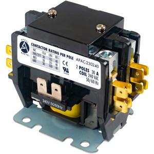 Appli Parts APAC-230240 Contactor 2 Polos 30A 240V Bobina Repuesto para Compresores de CA y Aplicaciones Electricas Certificacion UL E476929 de Trabajo Pesado