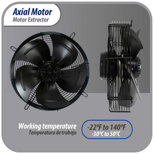 Appli Parts AXF-200 7-7/8 in Axial Fan Motor Guard Mounted Fan Blade 220 V, 1 Ph, 50-60 Hz, 40 W, 1600 rpm, Universal replacement for Cold Room Evaporators, Condensing Units, Work Temp -22F to 140F 
