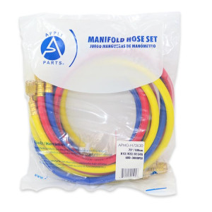 Appli Parts APMG-H72630 180 cm Largo 1/4 pulg SAE, 3 Mangueras para Manometro, Multiple Refrigerante R22,R134, Rango de presion 600-3000 psi para uso en Sistemas de Refrigeracion y Aire Acondicionado