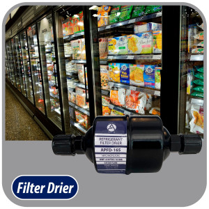 Appli Parts APFD-165 5/8 in Liquid Line Refrigerant AC Filter Drier hvac Refrigeration 165 SAE Flare connection universal unidirectional 6in long 3in wide