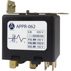 Appli Parts APPR-062 Relay Potencial 062, Voltaje de Bobina 395 V, Recogida Minima 180 V, Recogida Maxima 195 V, Caida Maxima 100 V, 50/60Hz Remplazo universal para refrigeracion y aire acondicionado