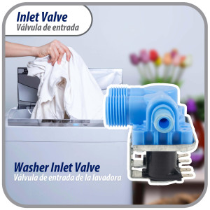 WH13X81 Appli Parts inlet water valve for washing machine 2 x 3/4 NPT Inlet 1 x 1/2 Outlet 110-120V 50/60Hz Universal replacement for General Electric and other brands APIV-2111