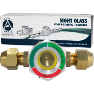 Appli Parts APSG-14A Visor de Liquido 1/4 pulg Flare e Indicador de Humedad con conexiones Rosca con cuerpo extraible para Sistemas de Refrigeracion y Aire Acondicionado