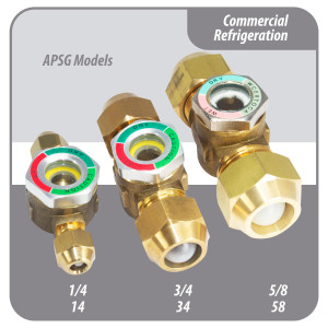 Appli Parts APSG-14 1/4 in Sight Glass and liquid moisture indicator Flare connections with take-apart Body for HVAC/R installations suitable for CFC HCFC HFC refrigerants
