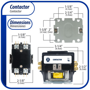 Appli Parts APAC-23024 Contactor 2 Polos 30A 24V Bobina Repuesto para Compresores de CA y Aplicaciones Electricas Certificacion UL E476929 de Trabajo Pesado