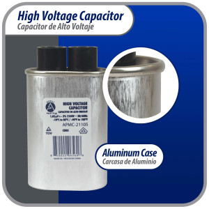 Appli Parts APMC-21105 1.05uf mfd (microfarads) High Voltage Microwave capacitor 2100V 50/60Hz CH85 21105 Universal Replacement for Multiple Brands NO PCB 