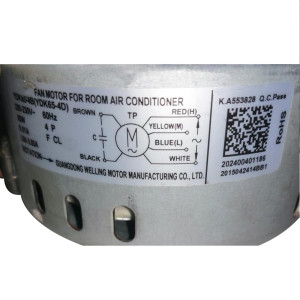 Fan Motor Indoor Unit Shaft 4in Long X 1/4in YDK65-4B (Ydk65-4d) KT-65-4-9 RoHS 220-230v 65w 0.51a Ccwse 202400401186 / 11002012002595 11002012030949 Fits: ecox EDDM030C16B EDDM036C16B