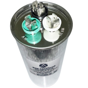 Appli Parts Dual Run Capacitor for ac 80+7.5 Mfd uF (microfarads) 370VAC or 450VAC CBB65 Round Universal fit for hvac and other applications 5-3/4 in High 2-5/16 in Wide CON-80/7.5-450