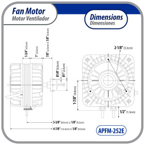 Appli Parts APFM-252E 25W Condenser and Evaporator Fan Motor 220V 60Hz 1.0A, Includes 12in Aluminum Fan Blade and Mounting Base, Universal Replacement for Commercial Refrigeration Units