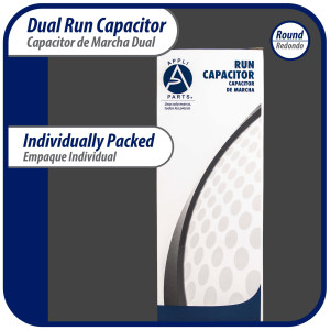 Appli Parts Dual Run Capacitor for ac 40+7.5 Mfd uF (microfarads) 370VAC or 450VAC CBB65 Round Universal fit for hvac and other applications 5-3/8 in High 2 in Wide CON-40/7.5-450 
