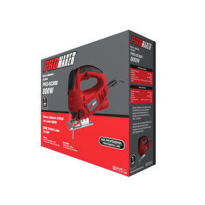 Promaker Jig Saw PRO-SC800 Voltage - Frequency: 120V - 60Hz Amperage: 7.0AMP Power: 800W Speed: 800-3000spm Bevel Cut: 0-45 Cutting capacity: 100mm (wood) 10mm (steel) Cord: 6.5ft