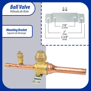 Appli Parts APBV-038 3/8 in Shut Off Ball Valve ODF Universal Replacement 610 psi (4.2 Mpa) max pressure -22 F to 248 F work temperature with 1/4 in SAE service port, with 6-1/2 in overall length