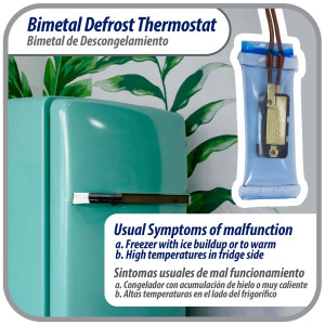 Appli Parts APBT-S4008FP Bimetal Thermostat Asian Type 3 Wire Open 46F and Close 25 F, brown and brown wires, Fuse 158 F, 2plugs, Reference BIM-4008 / Thermodisc