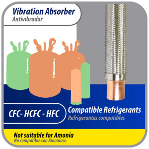Appli Parts APVE-258 2-5/8 in Vibration Absorber Eliminator Sweat Connections 24 in Long 300 psi Max working and 3,265 psi Burst pressure