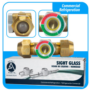 Appli Parts APSG-34A Visor de Liquido 3/4 pulg Flare e Indicador de Humedad con conexiones Rosca con cuerpo extraible para Sistemas de Refrigeracion y Aire Acondicionado