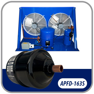 Appli Parts APFD-163S 3/8 in Liquid Line Refrigerant AC Filter Drier hvac Refrigeration 163S ODF Sweat Solder connection universal unidirectional 7in long 3in wide