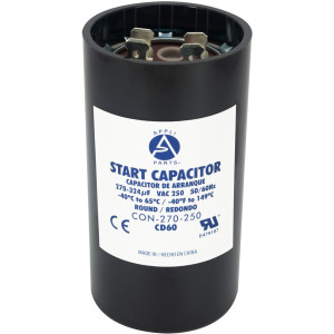 Appli Parts CON-270-250 Motor Start Capacitor 270-324 MFD uF, 250 VAC. Universal for Electric Motor Applications, 1.75 in Wide, 3.38 in Height