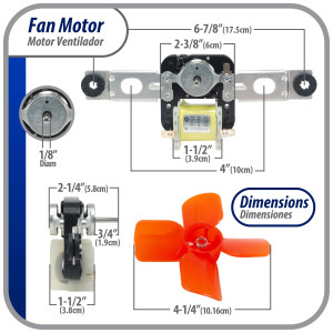 Appli Parts APFM-343 12 W, 115 V, 60 Hz, 0.22 A, 3000 rpm, CW rotation Evaporator Fan Motor replacement kit 343 with Brackets includes Fan Blade Grommets and Brackets Fits 482731 and others