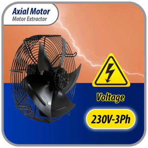 Appli Parts AXF-500-3 Extractor Axial 500 mm (19-3/4 pulg) 220 V, 3 ph, 60 Hz, 500 W, 1550 rpm, Rango Temperatura -30 C a 60 C, incluye aspa y base tipo jaula