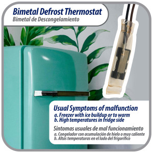 Appli Parts APBT-S2013 Bimetal Thermostat Asian Type 2 Wire Open 55 F and Close 32 F, with brown and black wires, Reference BIM-2013 / Thermodisc