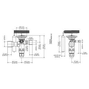 Danfoss 067N2007 11TR Thermostatic expansion valve, TGE, R22,R407C, 5/8x7/8 in Solder, ODF, 1/4 in Externally equalized, Bi-flow, -15 to 50 F, replaces 067N2027