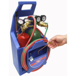 Uniweld KC100P Welding Outfit Includes: Weld Handle and Tip / Oxygen and Acetylene Regulator / Hoses / Goggles / Lighter / Stand / Tank Key 
