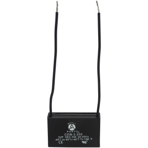 Appli Parts Fan Capacitor 3 mfd (microfarads) uf 250 VAC with 2 Wire Terminal Connections compatible with any brand with same capacitance 1-7/8in Width 1/2in Depth 1-1/8in Height CAP-3-250-2C