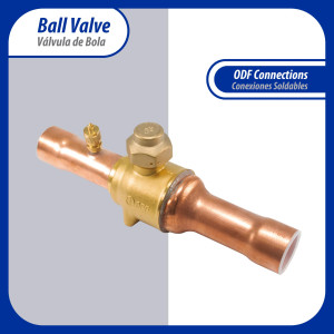 Appli Parts APBV-138 1-3/8 in Shut Off Ball Valve ODF Universal Replacement 610 psi (4.2 Mpa) max pressure -22 F to 248 F work temperature with 1/4 in SAE service port, with 10 in overall length