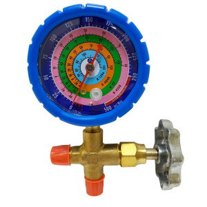 Appli Parts APMG-A3L Manometro Sencillo Baja presion R134/R22/R404/R410 analogo con escala de temperatura en Fahrenheit y conexiones de 1/4 de pulg