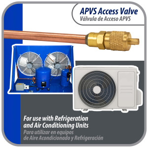 Appli Parts APVS-1431631/4 in SAE Access Schrader Valve x 3/16 ODF x 3 in Copper Stem with Valve Core and Cap with gasket and core remover for AC and refrigeration systems