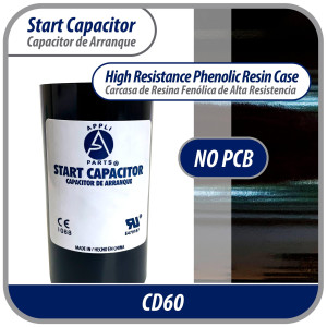 Appli Parts CON-485-110 Capacitor de Arranque 485-533 MFD (microfaradios) uF, 110-125 VAC. Universal para Motores Electricos, condensador de arranque de 4.6 cm de Diametro, 8.6 cm de Alto