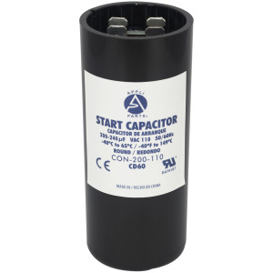 Appli Parts CON-200-110 Motor Start Capacitor 200-240 MFD uF, 110-125 VAC. Universal for Electric Motor Applications, 1.44 in Wide, 3.38 in Height
