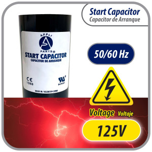 Appli Parts CON-200-110 Motor Start Capacitor 200-240 MFD uF, 110-125 VAC. Universal for Electric Motor Applications, 1.44 in Wide, 3.38 in Height