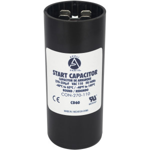 Appli Parts CON-270-110 Motor Start Capacitor 270-324 MFD uF, 110-125 VAC. Universal for Electric Motor Applications, 1.44 in Wide, 3.38 in Height