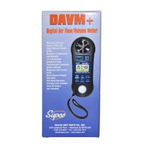 Supco DAVM+ Digital Air Flow Meter, Vane Anemometer, Thermometer, Hygrometer, Light Meter