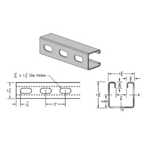 Canal de Estructura Profundo 1-5/8pulg x 1-5/8pulg x 10pies, 14ga, Pregalvanizado