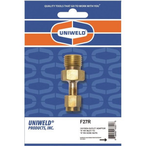 Uniweld F27R Adaptador para Salida Tanque Oxigeno A RH entrada a A RH Tuerca de Manguera Uniweld F27R Adaptador para Salida Tanque Oxigeno A RH entrada a A RH Tuerca de Manguera