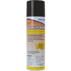 Nu-Calgon 4369-75 Spray-n-Bond Adhesivo en aerosol de banda ancha para aplicaciones de aislamiento y revestimiento de conductos 12oz